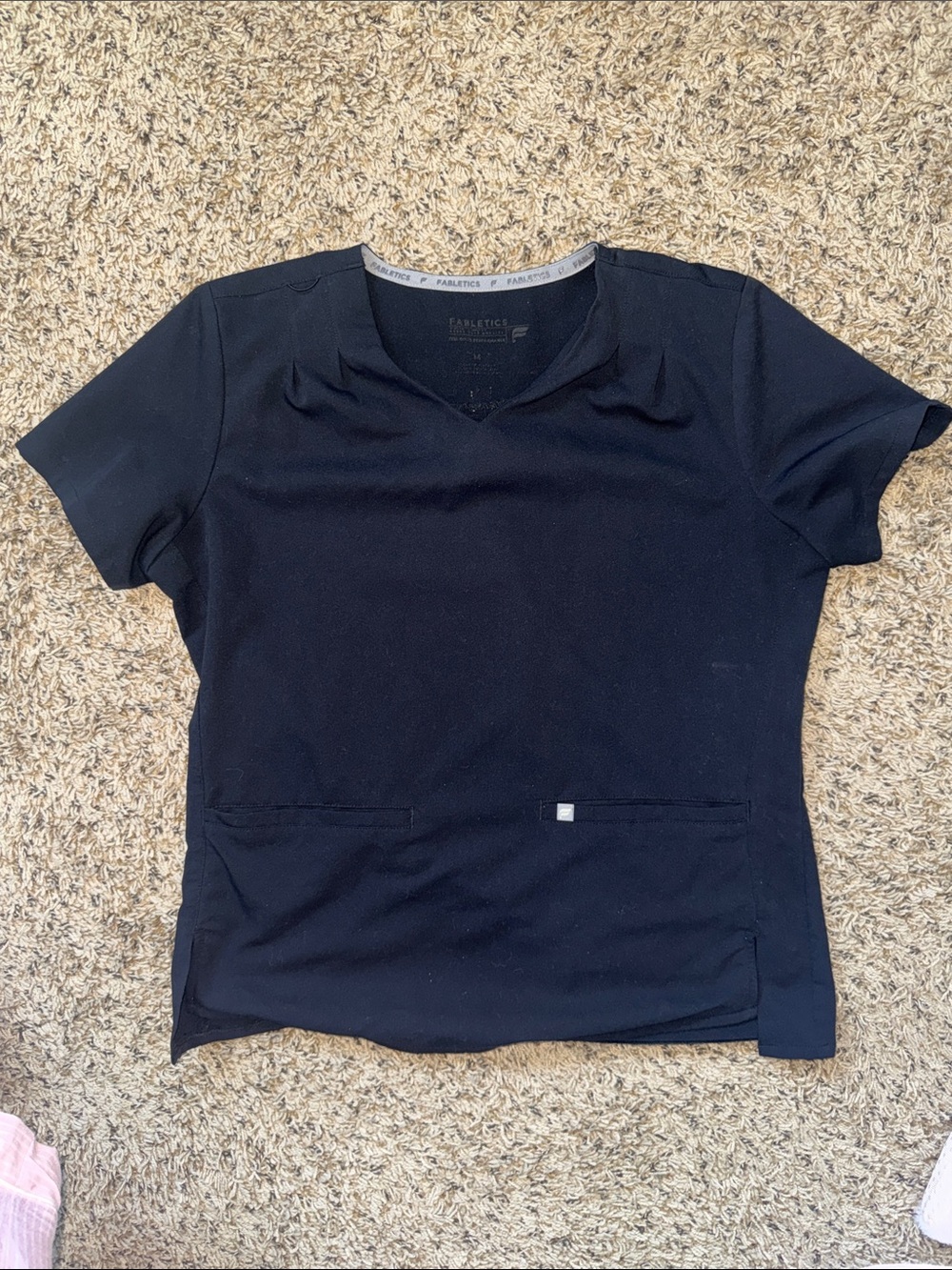 Fabletics Black V-Neck Short Sleeve Active Top